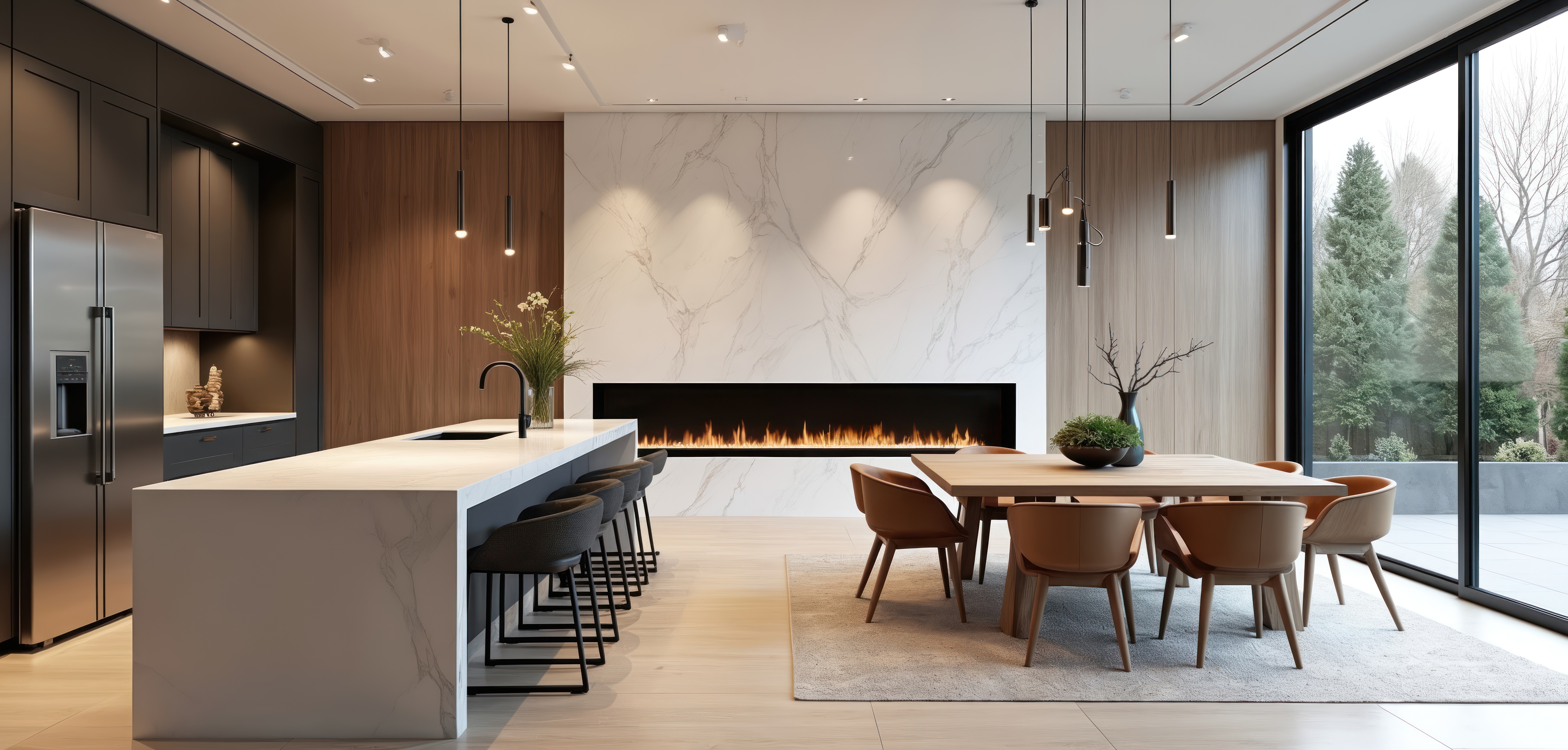 Modern open-plan kitchen and dining space